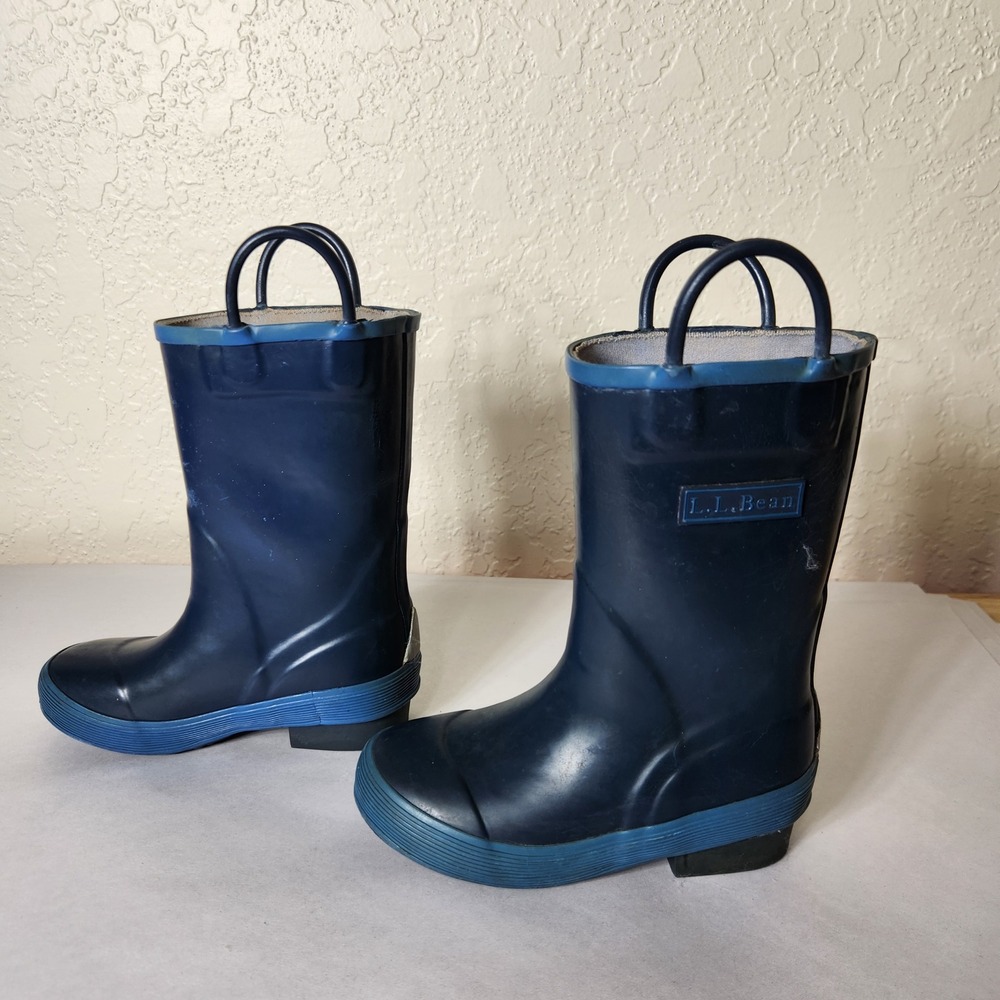 LL Bean Puddle Stomper Rain Boots Navy Blue Toddler 9